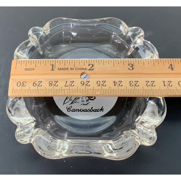 Canvasback Duck Ashtray Hunting Birds Vintage Clear Glass 3.75 Inch Across - Picture 3 of 7